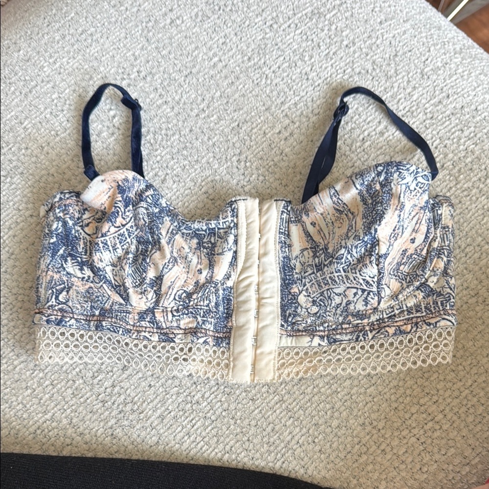 Maaji Elegant Blue and Cream Lace Bralette